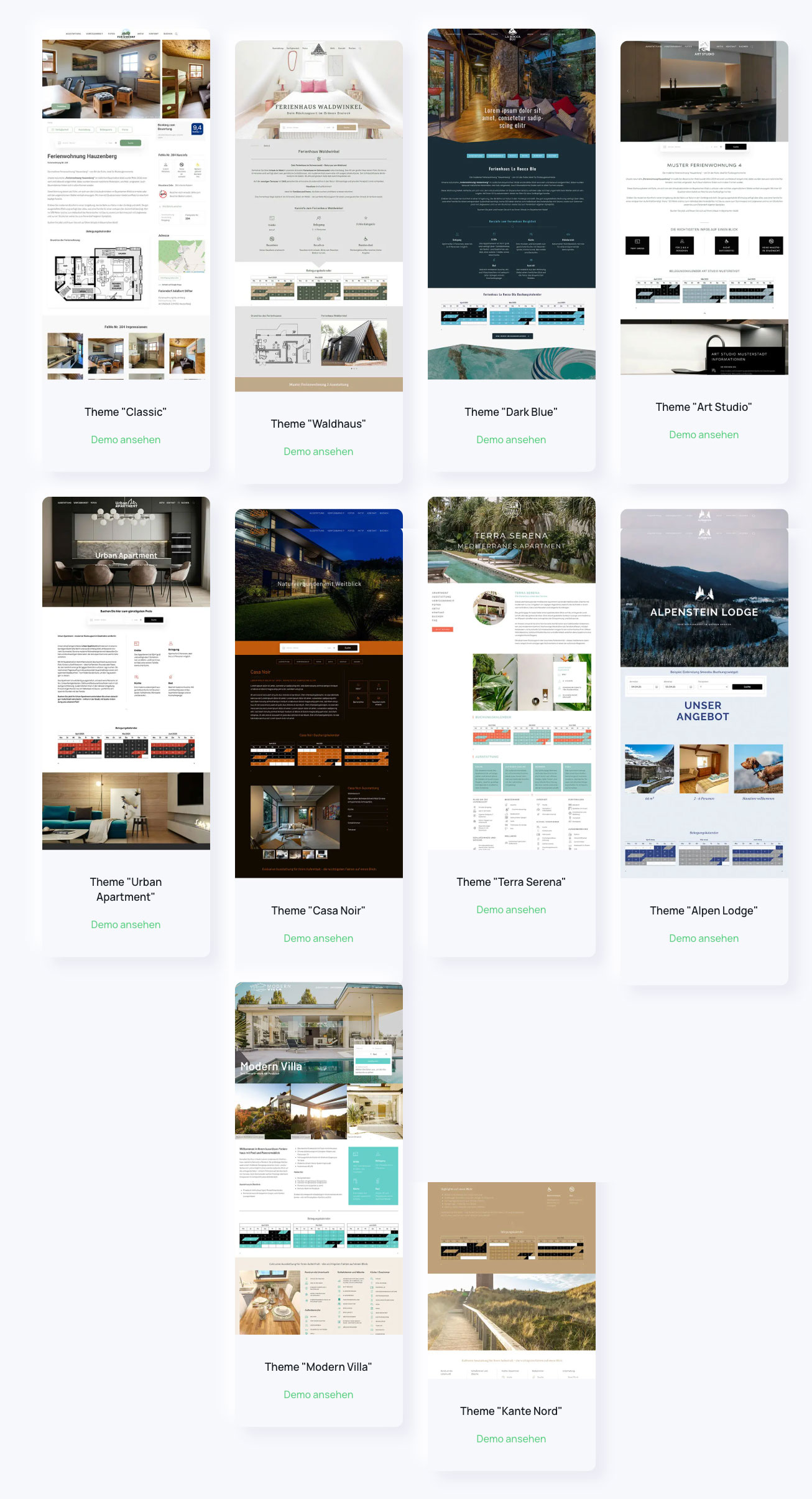 ferienwohnung website vorlagen