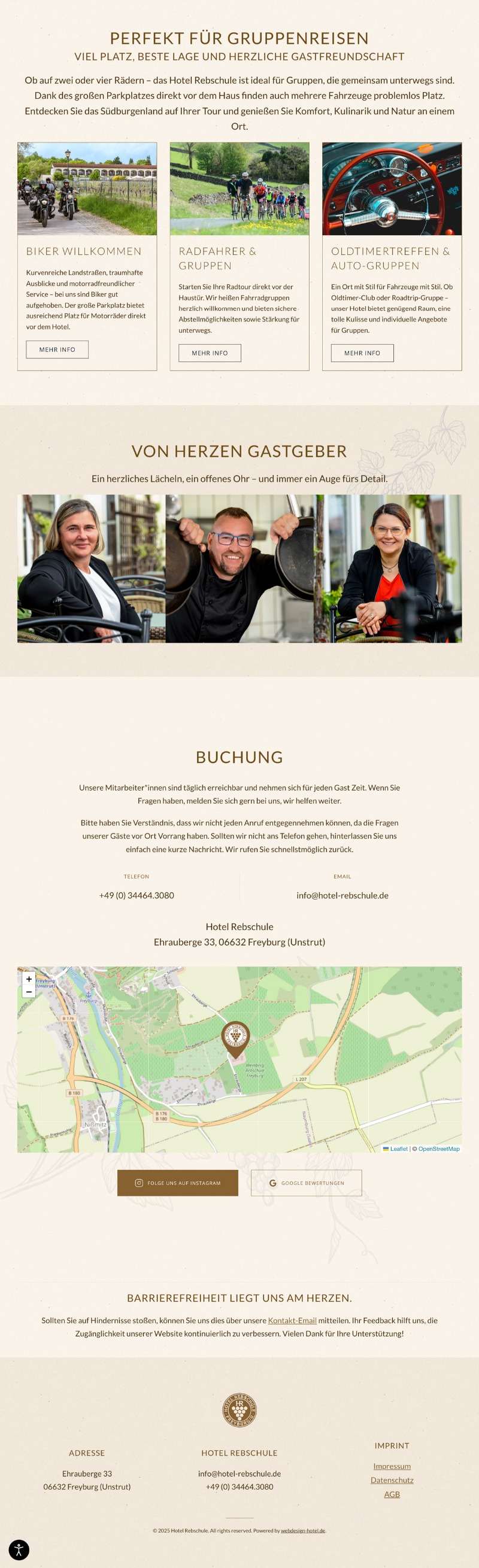 Webdesign für Hotel Rebschule Startseite