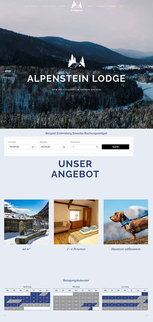 Ferienwohnung Webdesign Vorlage Alpen Lodge