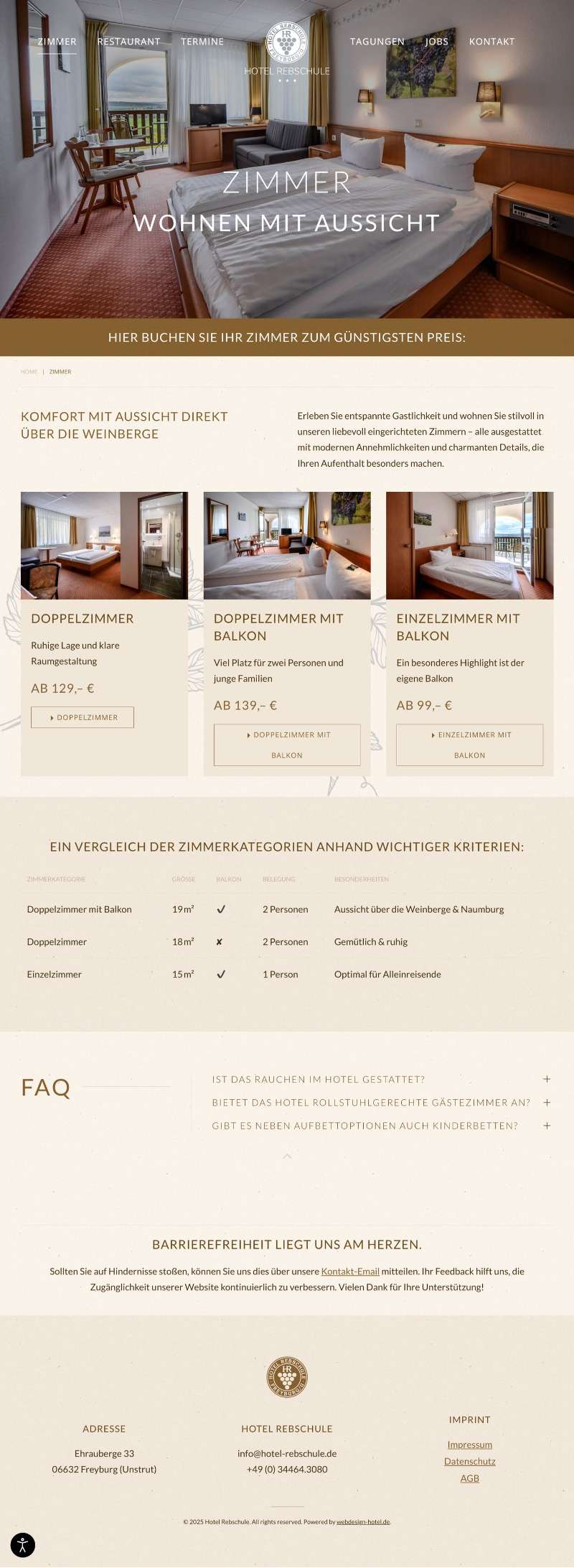 Zimmer Übersicht in Hotel Rebschule