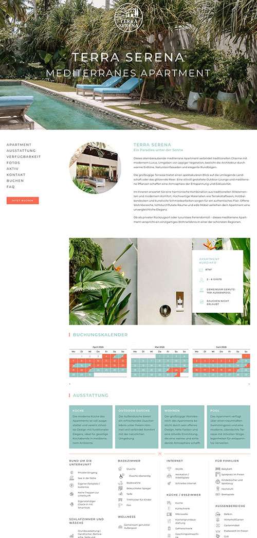 Ferienwohnung Webdesign Vorlage Terra Serena