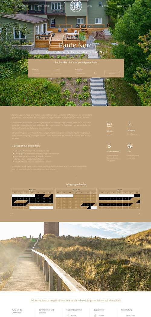 Ferienwohnung Webdesign Vorlage Kante Nord