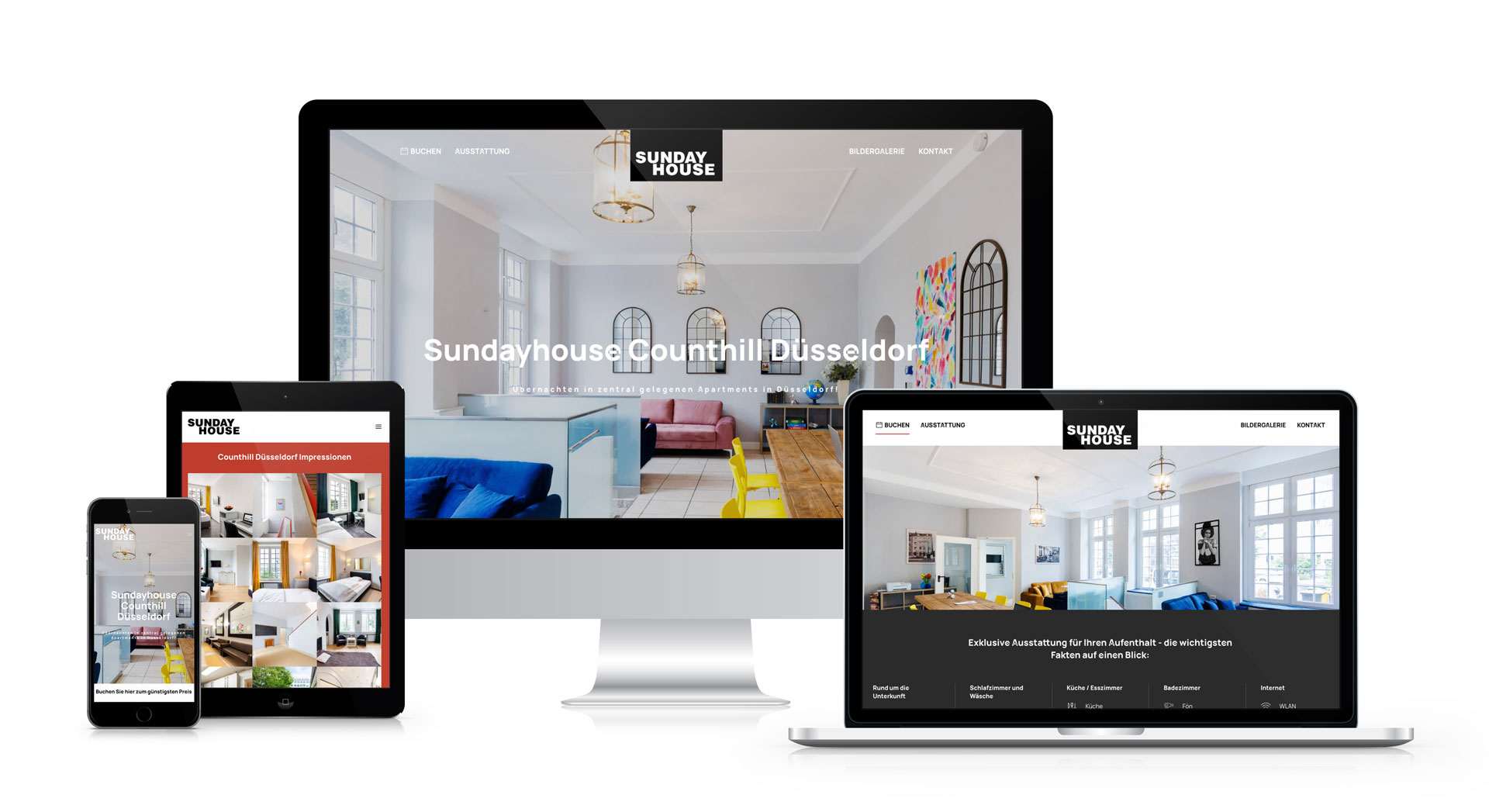 Webdesign für Sundayhouse Counthill Apartments in Düsseldorf