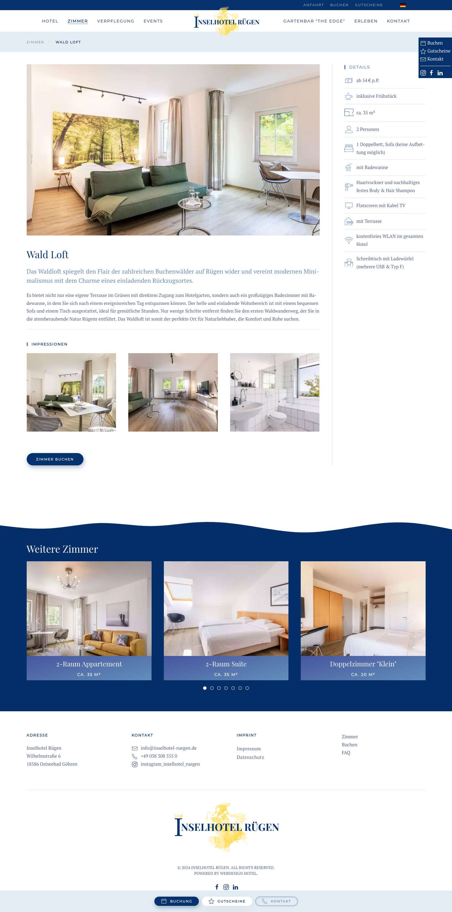 Inselhotel Rügen Zimmer Einzelseite