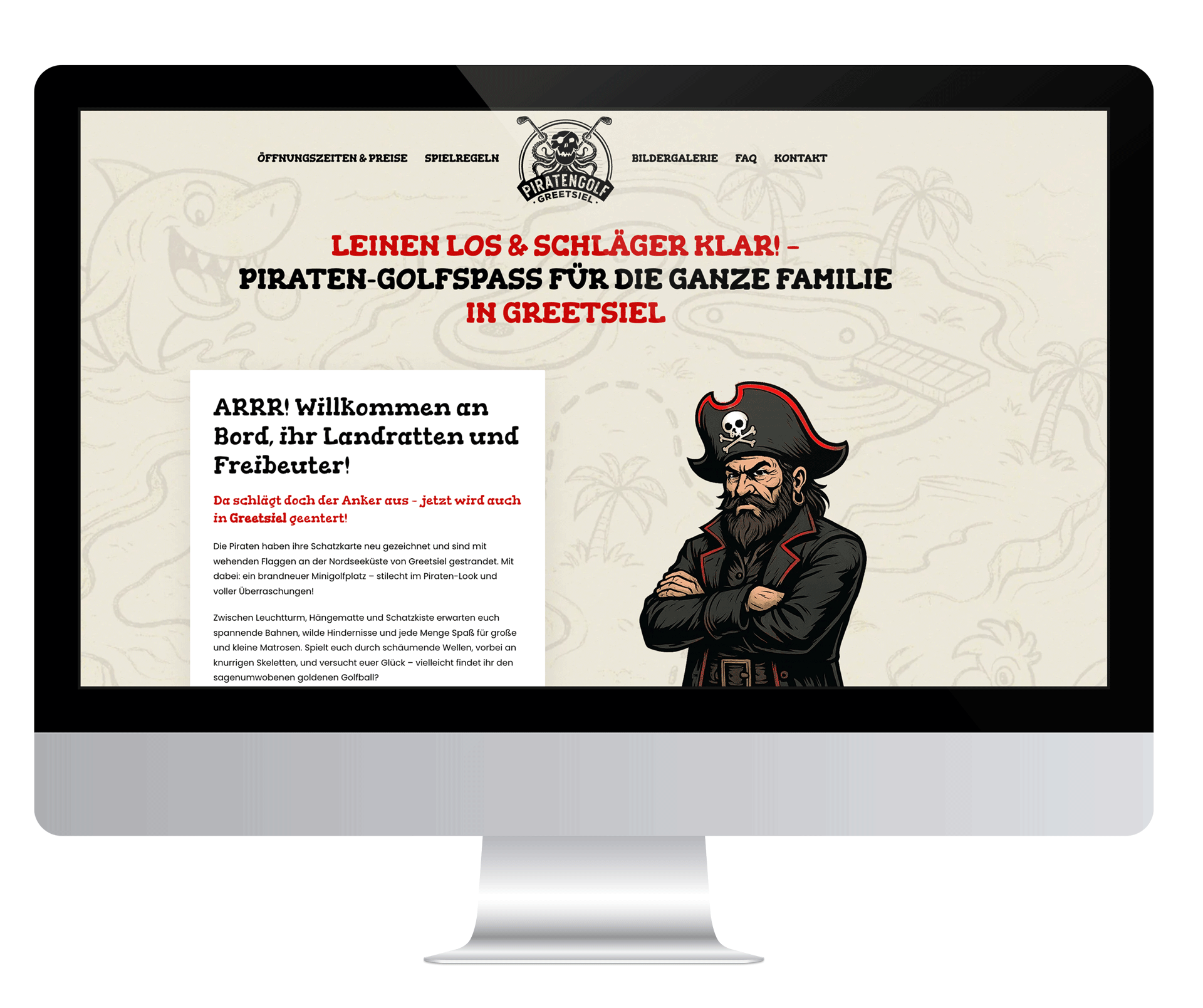 Webdesign für Onepager Piratengolf Greetsiel