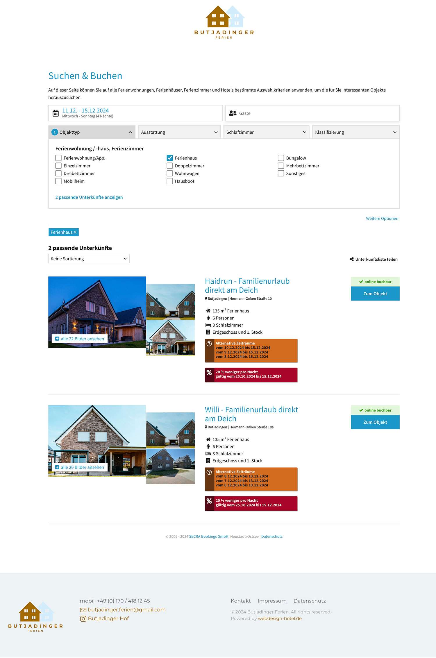 Buchungsstrecke von SECRA