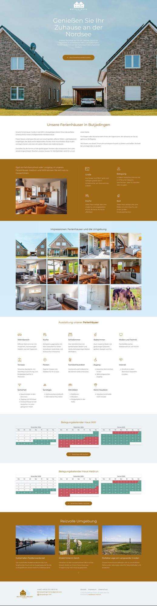 Webdesign für die Ferienhäuser