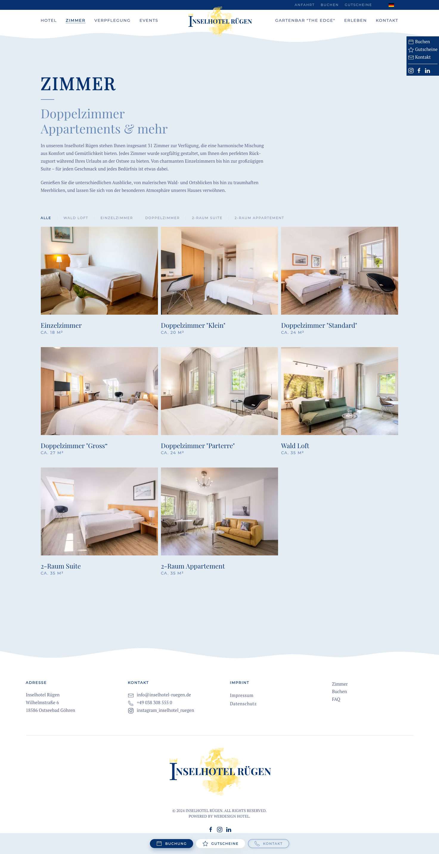 Inselhotel Rügen Zimmer Übersichtseite