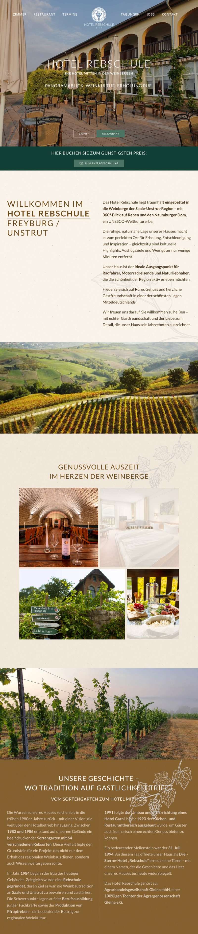 Webdesign für Hotel Rebschule Startseite