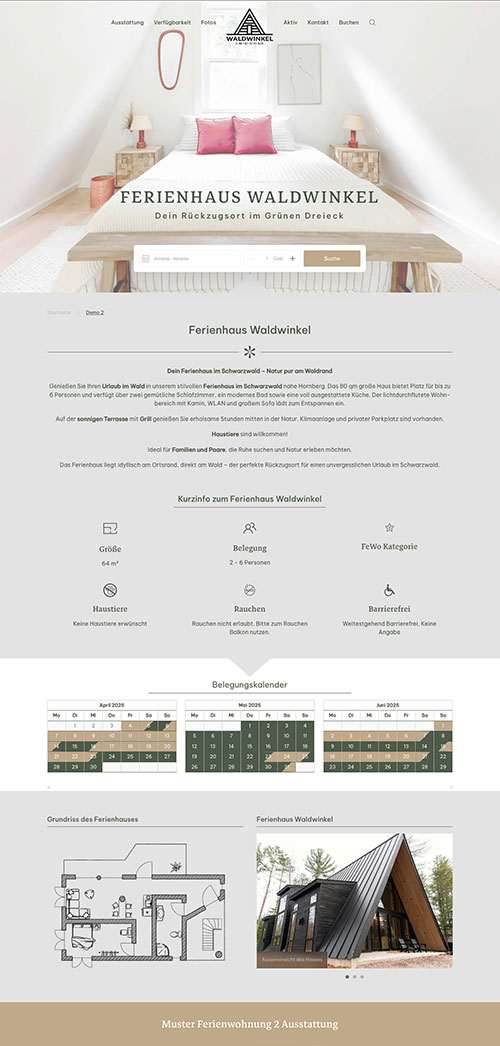 Ferienwohnung Homepage Vorlage Waldhaus